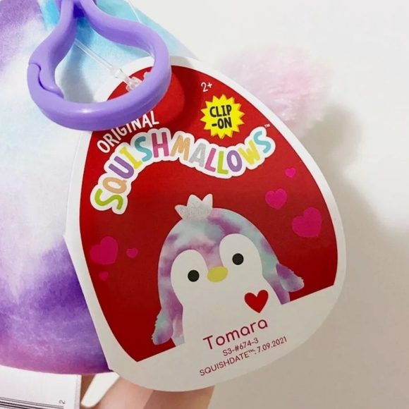 3.5" Squishmallow clip Samir blue Whale Heart Valentine's Day KellyToy Plush - Picture 2 of 4